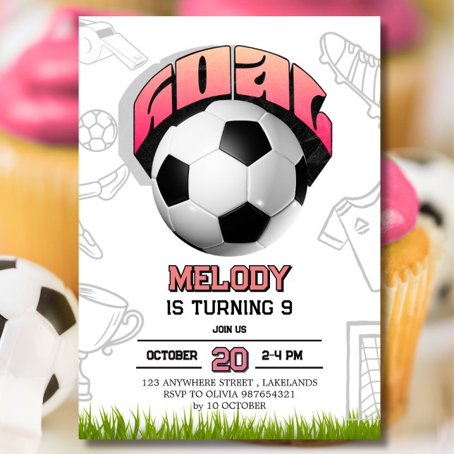 Invitación Pink Girl Soccer Ball Birthday Party Invitation (Subido por el creador)