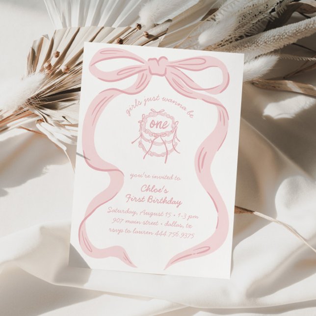 Invitación Pink Girls Just Wanna Be One 1st Birthday (Subido por el creador)