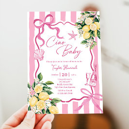 Invitación Pink Girls Lemon Ciao Baby Italian Baby Shower