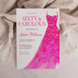 Invitación Pink Glitter Dress 60th Birthday Party<br><div class="desc">Pink Glitter Dress 60th Birthday Party Invitation
Variations to the invitation and matching items in our store</div>