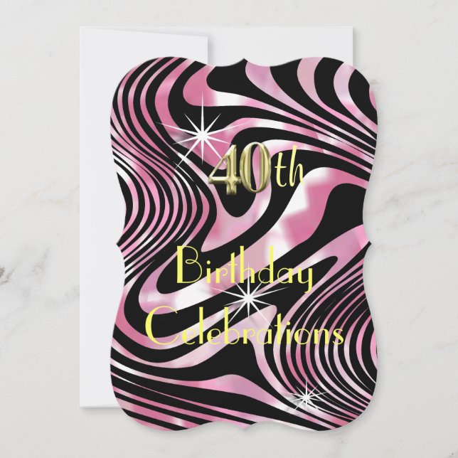 Invitación Pink Glitzy Girly Sparkle 40 Fiesta de cumpleaños (Anverso)