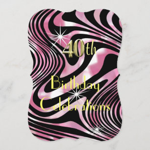 Invitación Pink Glitzy Girly Sparkle 40 Fiesta de cumpleaños