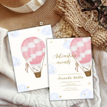 Pink Gold Adventure Hot Air Balloon Baby Shower