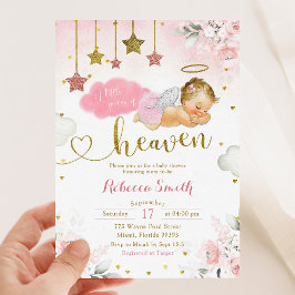 Invitación Pink Gold Blonde Baby Angel Baby Shower