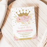Invitación Pink Gold Crown Princess Girly Floral Birthday<br><div class="desc">Celebrate your little princess with this gorgeous blush & gold invitation!</div>