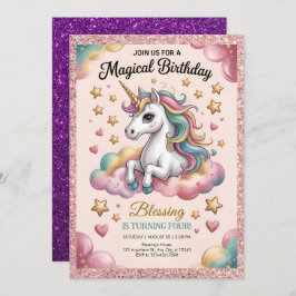 Invitación Pink & Gold Glitter Party