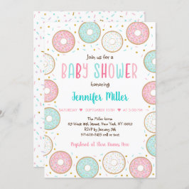 Invitación Pink Gold Pastel Donut Baby Shower