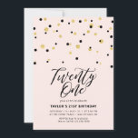 Invitación Pink & Gold Simple Twenty One 21st Birthday Fiesta<br><div class="desc">Celebra tu día especial con esta invitación mínima de cumpleaños 21. Este diseño cuenta con un elegante guión de letras "Twenty One" con un confeti en forma de hexágono con una combinación en color negro y oro. Hay más diseños disponibles en mi tienda BaraBomDesign.</div>