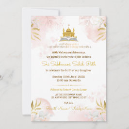 Invitación Pink & Gold Sukhmani Sahib Path Invitation Card
