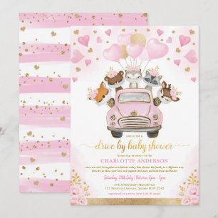 Invitación Pink Gold Valentines Woodland Drive Por Baby Showe