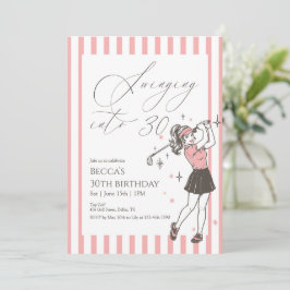 Invitación Pink Golf 30th Birthday Party Swinging Into 30