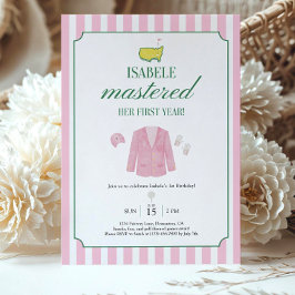 Invitación Pink Golf Birthday Invitation Template Girls FirsT