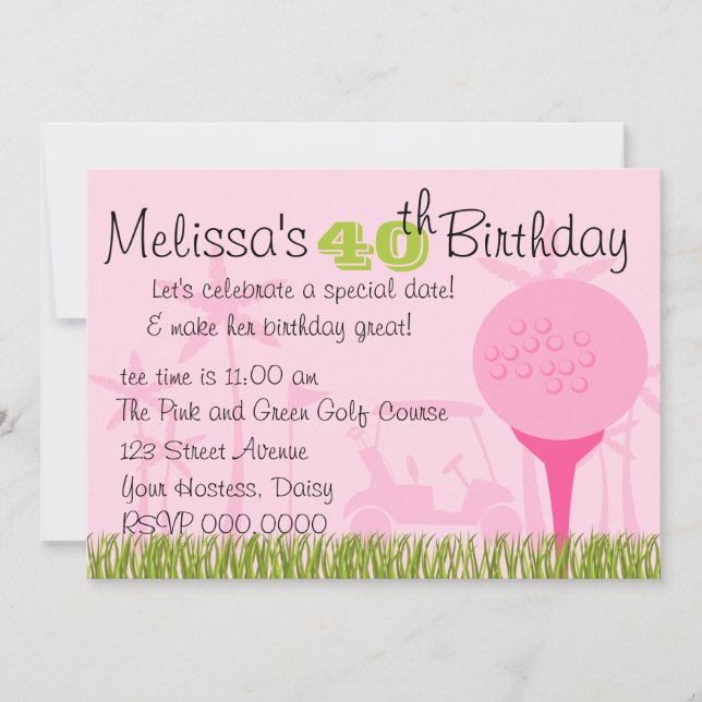 Invitación Pink Golf Date (Anverso)