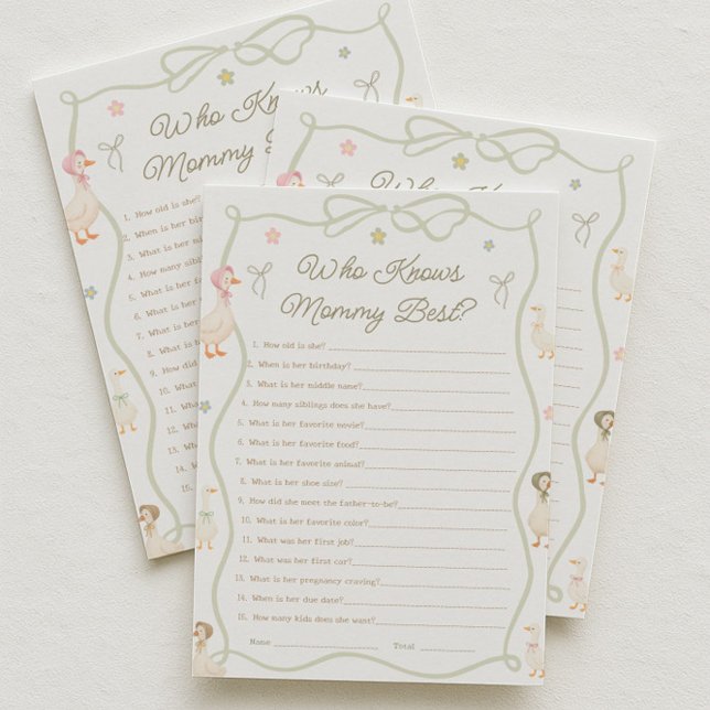 Invitación Pink Goose Baby Shower Who Knows the Mommy Best  (Subido por el creador)