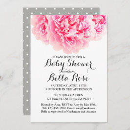 Invitación Pink Gray Peony Baby Shower invita