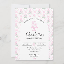 Invitación Pink & Green Hydrangea Trellis with Bows