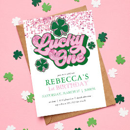 Invitación Pink Green St. Patrick's Lucky One First Cumpleaño