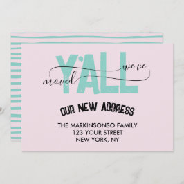 Invitación Pink Green We Moved Y'all Moving Announcement