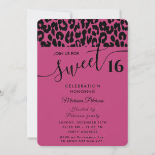 Invitación Pink Guay Trendy atractivo leopard dulce 16 Invit