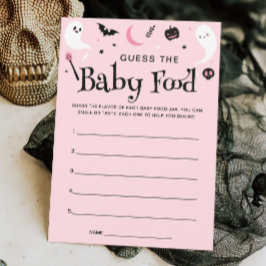 Invitación Pink Halloween Baby Shower Baby Food Game Card