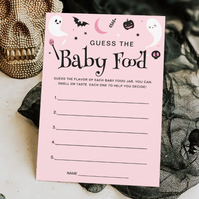 Invitación Pink Halloween Baby Shower Baby Food Game Card (Subido por el creador)