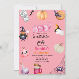 Invitación Pink Halloween Spooky One 1st Birthday Party