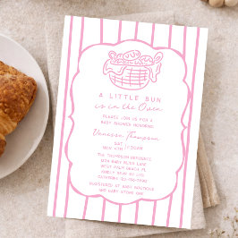 Invitación Pink Hand Drawn Bun In The Oven Girl Baby Shower