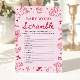 Invitación Pink Hand Drawn Valentine Baby Word Scramble Game