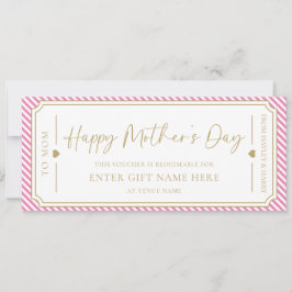 Invitación Pink Happy Mother's Day Gift Voucher Card