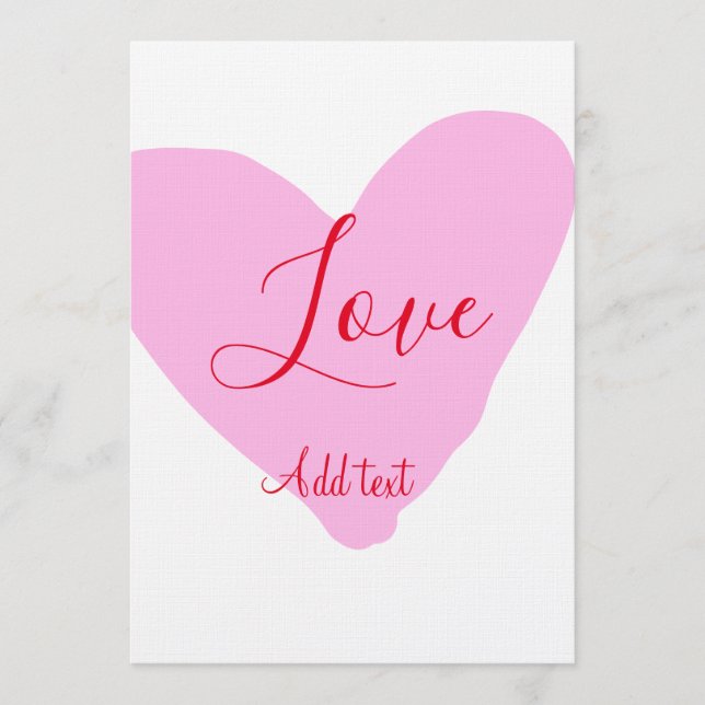 Invitación Pink heart love happy Valentine's day text red nam (Anverso)