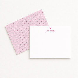 Invitación Pink Heart Polka Dot Valentine’s Day Note Card