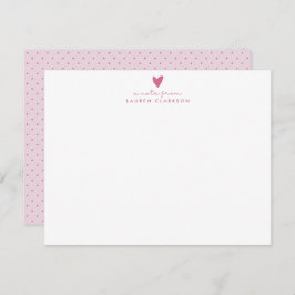 Invitación Pink Heart Polka Dot Valentine’s Day Note Card