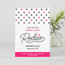 Invitación Pink Her Last Rodeo Bachelorette Party