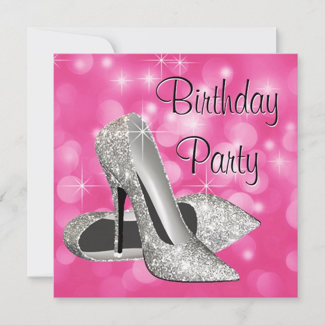 Invitación Pink High Heels Cualquier fiesta de cumpleaños núm (Anverso)