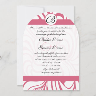 Invitación Pink Honeysuckle Funky Swirls Wedding