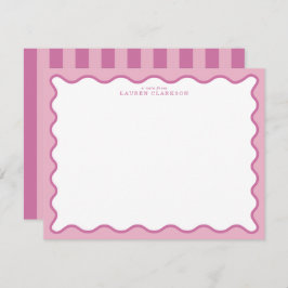 Invitación Pink & Hot Pink Wavy Border Note Card