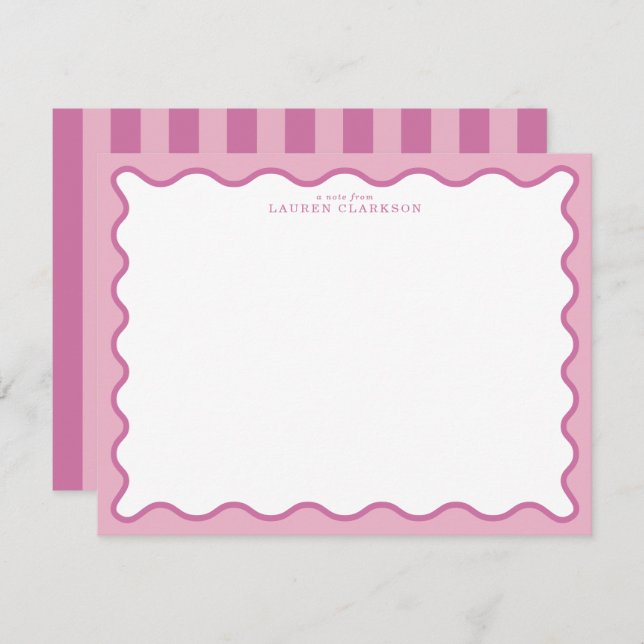 Invitación Pink & Hot Pink Wavy Border Note Card (Anverso / Reverso)