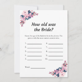 Invitación Pink How Old was Bride Bridal Shower Game Card