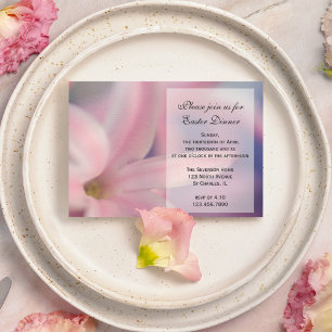 Invitación Pink Hyacinin Flor Cena de Pascua