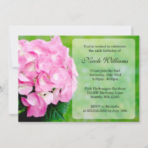 Invitación Pink Hydrangea Blossom Fiesta de cumpleaños