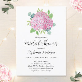 Invitación Pink Hydrangea Bouquet Ducha Botánica Bridal