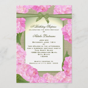 Invitación Pink Hydrangea Garden Fiesta Cumpleaños
