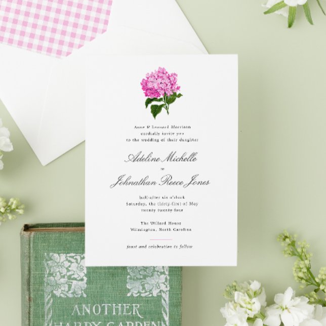 Invitación Pink Hydrangea Grandmillennial Boda (Subido por el creador)