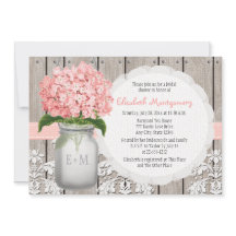 Pink Hydrangea Monogrammed Mason Jar Bridal Shower