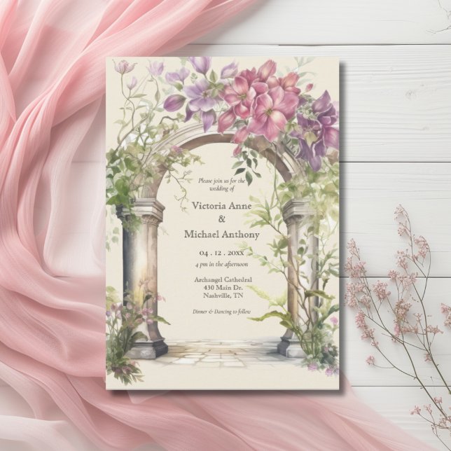 Invitación Pink Hydrangea Ornate Arch Boda (Subido por el creador)