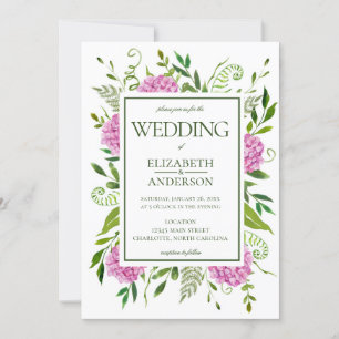 Invitación Pink Hydrangeas Boda