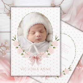 Invitación Pink Hydrangeas Vintage Birth Announcement