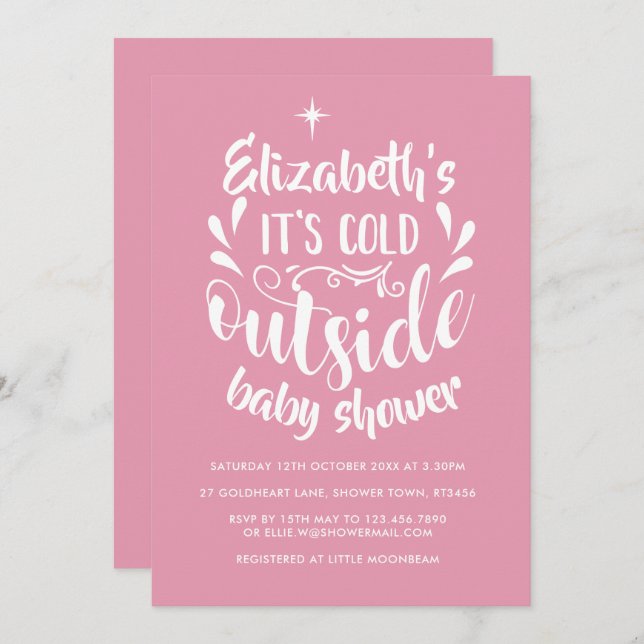 Invitación Pink it Cold Fuera De Baby Shower / Sprinkle (Anverso / Reverso)
