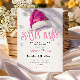 Invitación PINK Jolly Santa Hat chica Baby Shower