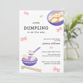 Invitación Pink Kawaii Bow Bao Dumpling Girl Baby Shower 